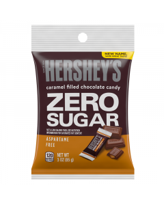 Clearance Special - Hershey's Zero Sugar Caramel Filled Chocolate Candy Peg Bag - 3oz (85g) **Best Before: April 2024**