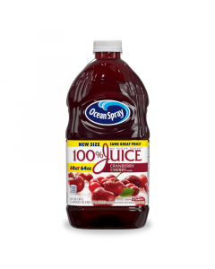 Clearance Special - Ocean Spray 100% Juice Cranberry Cherry - 64oz (1.89L) **Best Before: 21 January 24**