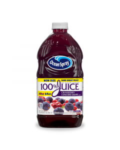 Clearance Special - Ocean Spray 100% Juice Cranberry Grape - 64oz (1.89L) **Best Before: 21st March 2024**