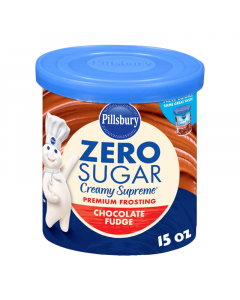 Clearance Special - Pillsbury Zero Sugar Creamy Supreme Chocolate Fudge Flavored Premium Frosting - 15oz (425g) **Best Before: 31st March 2024**